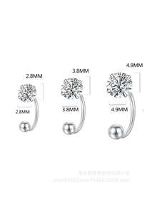 1 Đôi bông tai bạc S925 Sterling Silver kiểu dáng giản dị, đa năng, cá tính, tối giản, kích thước nhỏ nhắn, khóa cài dạng vặn, nhẹ nhàng và sang trọng, phù hợp để đeo khi đi làm và phối đồ. - kim cương - Xem 10