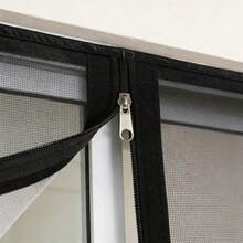 Lưới chống muỗi có khóa kéo, viền đen, dễ dàng đóng mở, thoáng khí, thích hợp cho cửa sổ nhà ở. - Lưới màu đen với khóa kéo màu đen - Xem 6