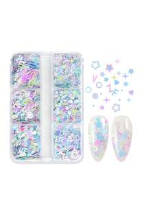 Holographic Laser Nail Glitter - Mixed Stars & Hearts, Ultra-Thin Nail Sequins, Dreamy Stars & Hearts Combination, Highlighter Shiny Stars & Hearts Hollow Mix, Suitable For Nail Salons And DIY Nail Decoration - Multicolor - View 10
