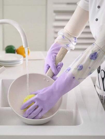 耐用清洁手套，防水防滑厨房手套，可重复使用高弹洗碗手套，适用于园艺、烹饪、家务清洁，可用于厨房、浴室、宠物、户外和汽车清洁，家居装饰及厨房配件