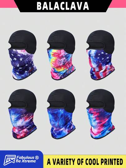 Fabulous Be Xtreme Colorful Starry Sky Print Cycling Balaclava, Quick-Dry Breathable Sun Protection Windproof Face Mask, Comfortable Helmet Liner