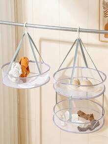 1pc Multi-Functional Drying Rack, Wall-Mounted Clothes Drying Rack, Double-Layer Drying Net, For Hanging Clothes & Pants, Foldable Clothes Drying Rack, Drying Basket, Suitable For Home And Travel Use - Clothes Rack - View 6