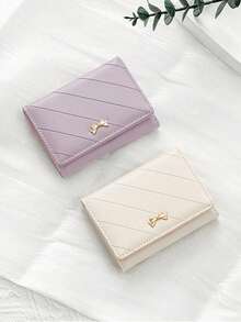 Bowknot Accent Minimalist Tri-Fold Women Wallet Multiple Card Slots Cute Cat Ear Design PU Snap Button Short-Style For Students Birthday Pink Bag Christmas Gifts Gift Thanksgiving For Women Wallet Purse Wallet Small Wallet - 白色 - 查看 6