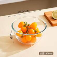 1 chiếc bát thủy tinh trong suốt chịu nhiệt, dày dặn, làm bằng thủy tinh borosilicate cao cấp, dùng được trong lò vi sóng, thích hợp đựng salad/trộn/trái cây/mì, hình tròn, dung tích lớn và vừa. - Trong sáng - Xem 19