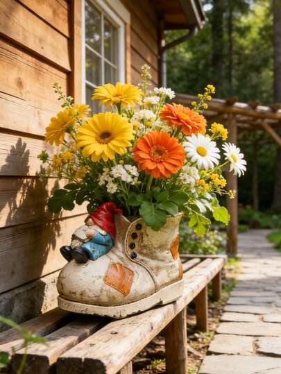 Rust-Resistant Resin Art Deco Gnome Planter - Vintage-Inspired Red Cap Dwarf Flower Pot With Varnished Finish, Asymmetrical Shape, Ideal For Indoor And Outdoor Decor, Perfect Desk Organizer And Holiday Gift,Garden Fence,Garden Ornaments Outdoor,Garden Ornaments,Garden Accessories,Plant Pot, Plant Pots Outdoor,Garden Stuff,Garden,Wedding.