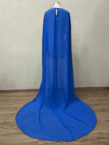 1pc Detachable Chiffon Minimalist Long White Bridal Cape/Shawl, Photo Shoot Accessory - Multicolor - View 3