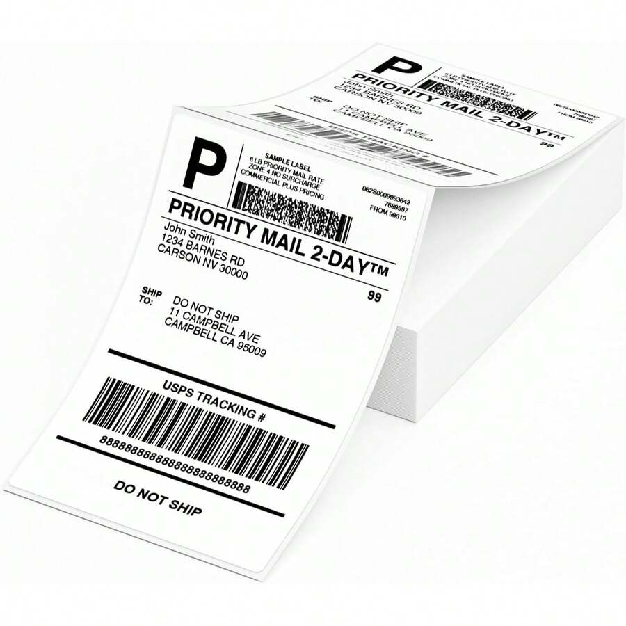 Phomemo 原装 4x6 热敏运输标签，100 张/包 - 4x6 折叠式热敏标签，兼容 Phomemo 241BT 运输标签打印机，强力粘性运输标签，商用级，热敏标签纸，返校季必备 - 多款式 - 查看 1