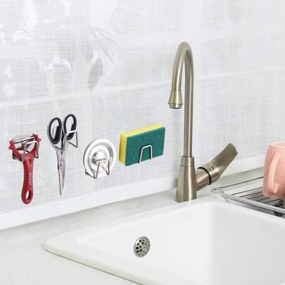 8/4/2/1 Móc treo đa năng, Giá đựng đồ treo tường, Giá treo đồ đa năng, Giá để đồ dưới bồn rửa cho nhà bếp và phòng tắm, Giá đựng miếng bọt biển bằng thép không gỉ, Không cần khoan khi lắp đặt, Hoàn hảo để đựng thớt, nắp nồi, và cũng có thể được sử dụng như giá đỡ cân thông minh và giá đựng đồ tiện dụng.