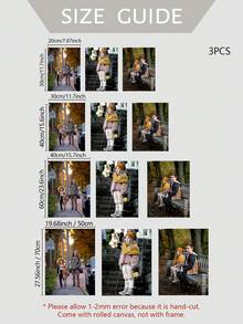 3幅定制照片木质帆布墙画，个性化家庭、情侣、朋友或宠物肖像海报，适合室内外家居装饰，如客厅或卧室，是送给亲人的完美圣诞礼物。 - 彩色 - 查看 2