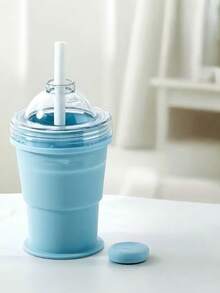 Foldable Soft Straw Cup With Ice Cubes, Reusable Ice Ball Tray Mold - Multicolor - View 7