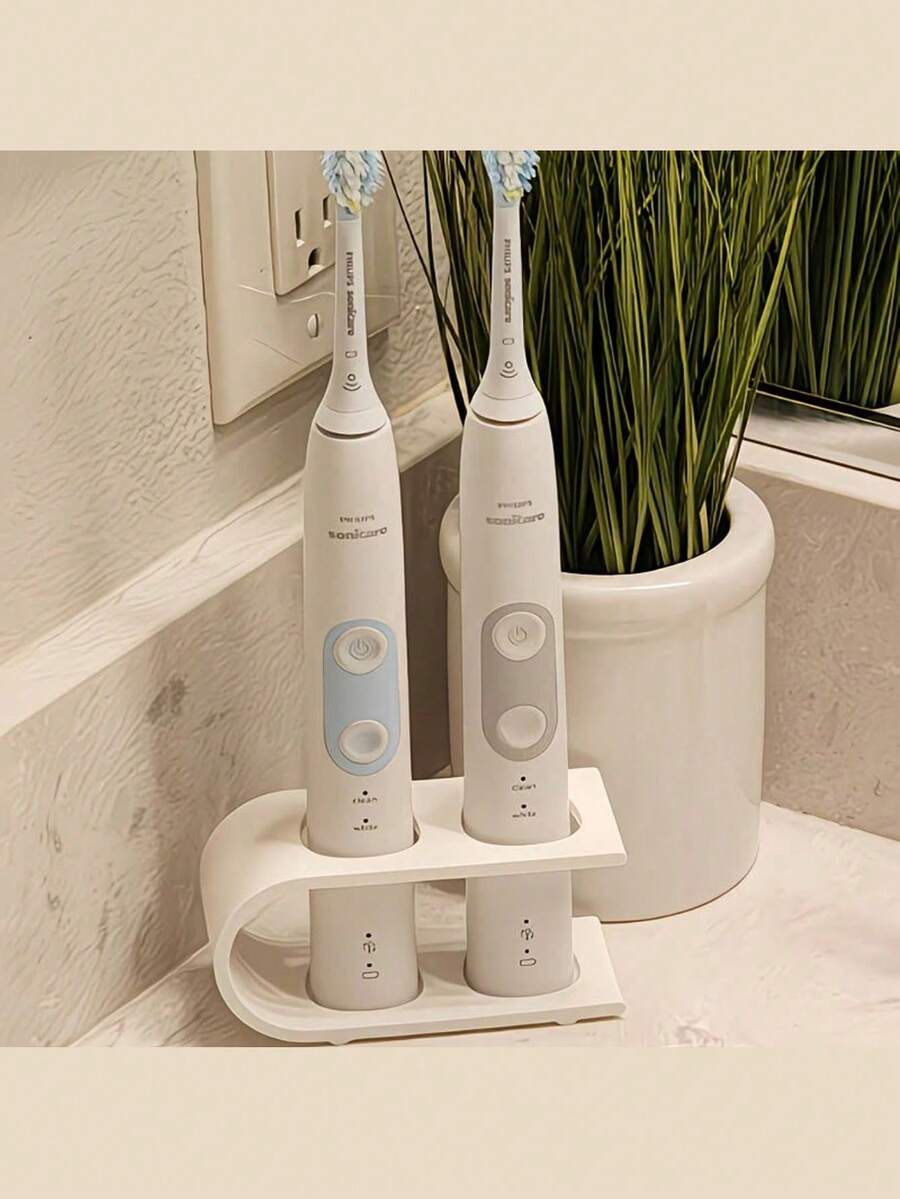 1pc Electric Toothbrush Holder Stand, Bathroom Storage Rack, Toothbrush Organizer, Electric Toothbrush Desktop Stand, Bathroom Vanity Organizer, Innovative Drainage Hole Design To Protect Charging Port, Suitable For Bathroom, Dorm And Home, Creative Storage Rack - Multicolor - View 1