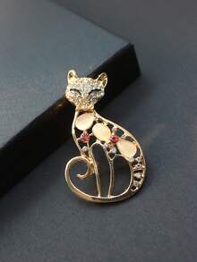 SHEEGIOR 时尚优雅的动物胸针，可爱闪亮的水钻猫眼石狐狸徽章胸针，适合女性防止走光，可作开衫纽扣、裤腰夹，也适合男士西装、正装、日常休闲装、舞会、领带、帽子、手提包、腰带扣等，是一款夹式配饰。 - 金色 - 查看 5