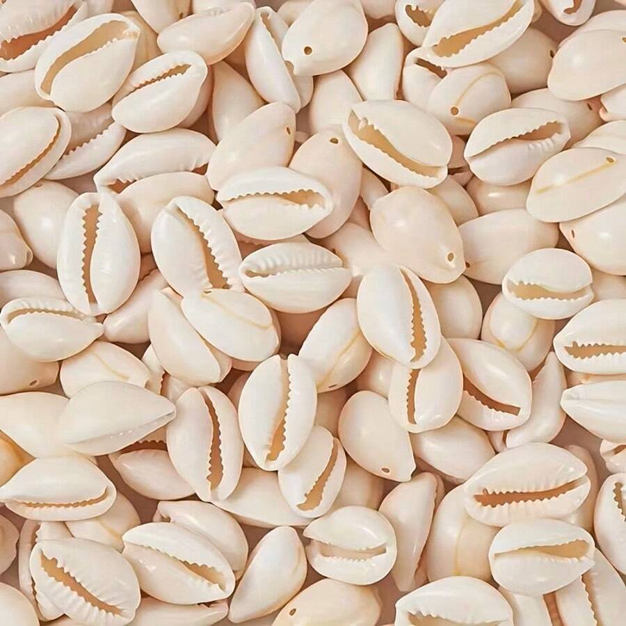 50/100/200 Pcs Natural Seashell Spiral Beads, Large Hole Smooth Cut Oval Beach Shell Decor, DIY Crafts, Jewelry Making Supplies - Shell - View 1