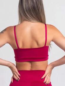High-Support Polyamide Fitness Top With Double Lining. - Pink Pink - View 3