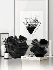 Moderne aufgewertete Skulptur Vase, einzigartiger Wellen Dekor Blumenständer, geeignet für Wohnzimmer, Schlafzimmer, Tischdekoration, kleine und große minimalistische Mittelstück Dekoration, geeignet für Hochzeit, Outdoor Heim Dekoration und Geschenke - Mehrfarbig - Übersicht 4
