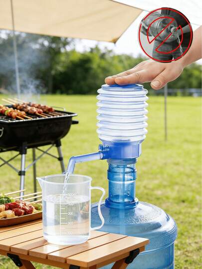1pc Hygienic Portable Bottled Drinking Water, Manually Press The Detachable Hose, Innovative Vacuum Suction Manual Pump Distributor, Can Be Used In Offices, Homes And Motorhomes, Easy-To-Pressure Pumps For Outdoor Activities, Without Electricity