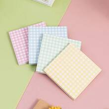 120pcs(2 Pads) Yellow Plaid Memo Pad, High-Quality Student Sticky Notes, Reusable Adhesive Notes - Multicolor - View 3