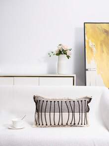1 chiếc vỏ gối dệt kiểu Bohemian có tua rua, vỏ gối trang trí phong cách Bắc Âu tối giản hiện đại có tua rua, vỏ gối mềm mại cho ghế sofa, phòng khách, phòng ngủ, phong cách Shibui, phù hợp cho mọi mùa, không bao gồm ruột gối, kích thước 30*50cm 45*45cm - Xám - Xem 6