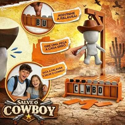 Cowboy Hangman Classic Word Guessing Game, Western Themed Interactive Tabletop Game For Teens & Adults, Family Party Night Board Game