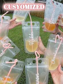 Personalized Drink Bags With Straws, Bridesmaid Party Gifts, Creative For Pool, Beach, Bridal Party - Multicolor - View 1