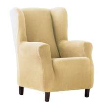 Kiva Bi-Elastic Wing Chair Cover, Breathable And Full Protection, Various Colors Available – Easy To Install Wing Chair Cover With Support Foams And Elastic Bands For Extra Fixing - Beige Cora - View 3