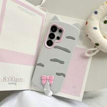 3D猫咪造型手机壳，兼容 15 Pro Max、16 Pro、17 Air、14 Pro、12、11、13 Pro Max，可爱少女风，全包覆防震硅胶软壳；也兼容三星Galaxy S25 Ultra、S24 Ultra、S23 Ultra、A56、A55、A54，卡通猫咪挂件软保护套 - 小貓 - 查看 2