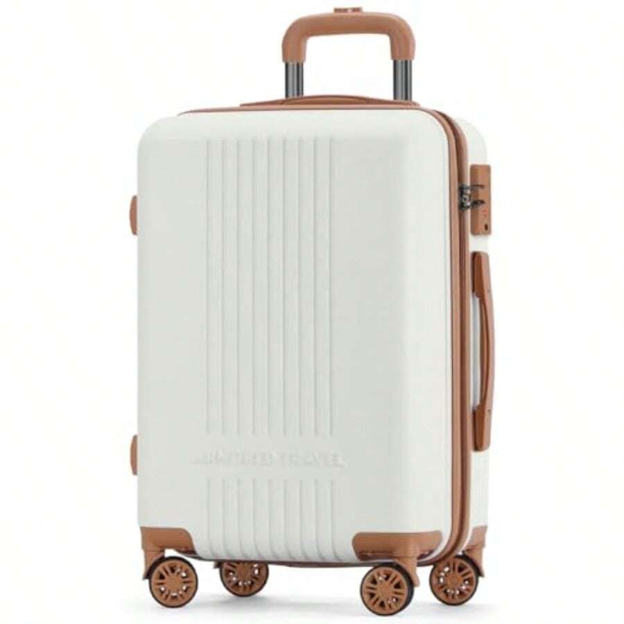 Maleta De Viaje Carry On 20" de Mano Cabina 10kg Rígida Doble Refuerzo Con * TSA Lock * Luggage suitcase Armored Travel - Palace - Beis - Ver 1