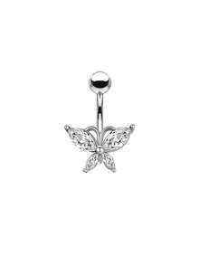1pc/5pcs Butterfly Series Navel Rings Set, Inlaid Sparkling Cubic Zirconia Dangle Belly Button Piercing Body Jewelry, Suitable For Summer Beach - Multicolor - View 16