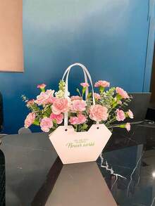 2pcs Flower Basket Handbag, Gift Packaging Bag, Flower Basket Packaging, Sturdy Kraft Paper Material Tote Bag, Suitable For Daily Leisure Storage, Valentine's Day Flower Bouquet Handbag, Graduation Friendship Gift, Teacher's Flower Bouquet Gift Bag, Square Tote Bag, Suitable For Birthday Gifts, Parties, Weddings, Graduations And Other Gift Boxes - View 8