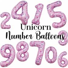 Globo de unicornio número 4 de 40 pulgadas para decoración de cumpleaños de unicornio mágico para niñas, suministros de fiesta de unicornio, globos de unicornio 4 - Unicornio rosa 6 - Ver 4