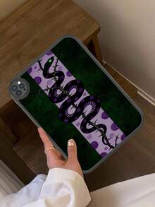 1件哥特暗黑风格凶猛野兽蛇元素防震平板电脑保护套，内置360度加厚防摔保护，兼容iPad 10代10.9英寸，便携式皮革10.2英寸平板电脑保护套 - 彩色 - 查看 2