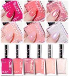 Beetles 6 Colors Heartbeat Nail Polish Set, Hot Pink White Jelly Nude Pink Shimmer Pearl, Quick Dry, DIY Nail Art For Salon & Home Use, Gift For Women & Girls - 6 Colors Heartbeat Pink - 查看 6