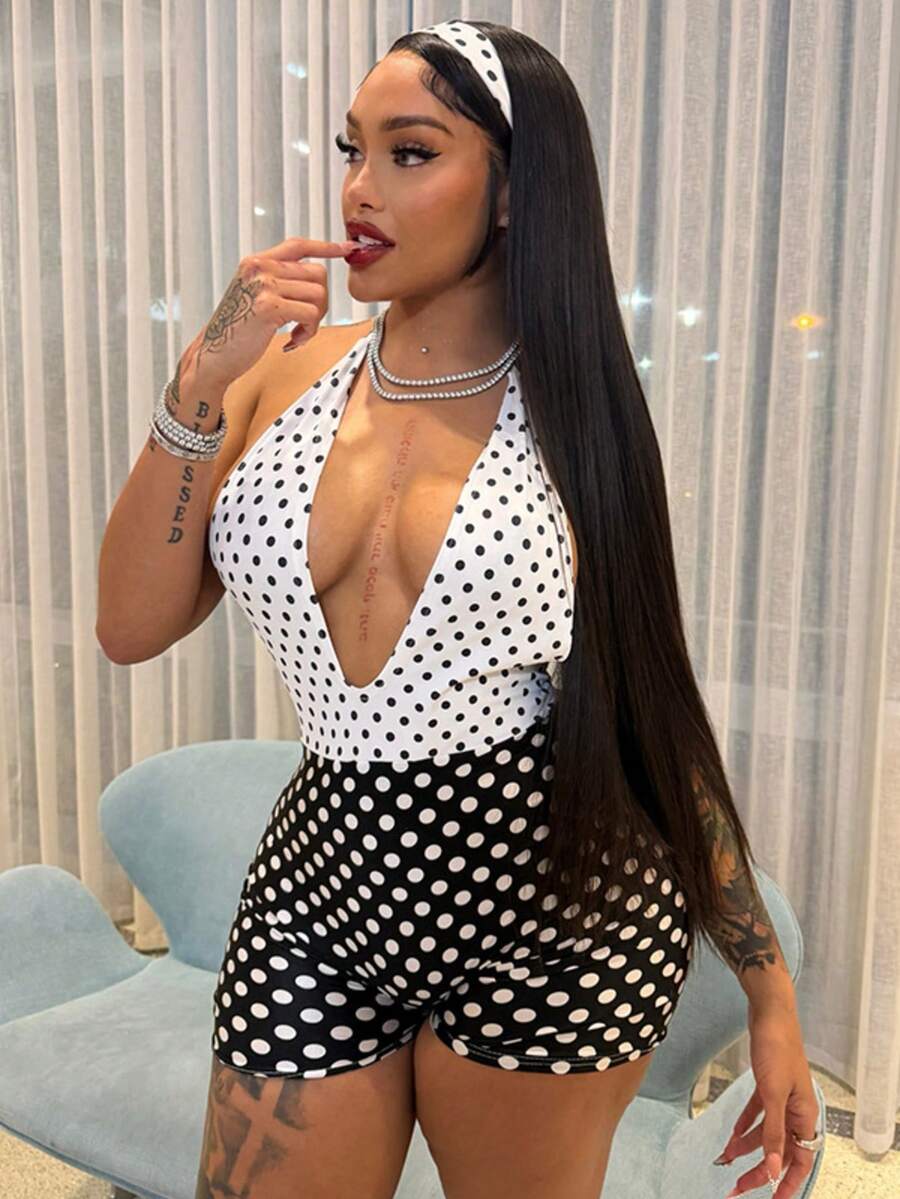 Nuevo mono ajustado de verano con espalda descubierta y sin mangas, de moda y sexy - Negro - Ver 1