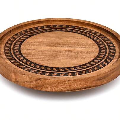 Bandeja giratoria multiusos Kimona Lazy Susan de madera de acacia para encimera de cocina o baño (23 cm x 23 cm x 4,4 cm)