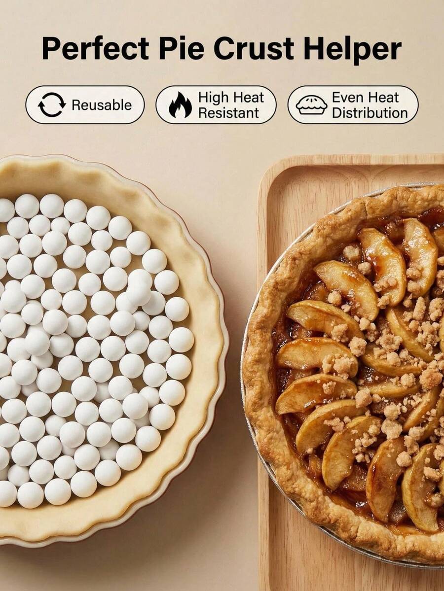 8-10mm Reusable Ceramic Pie Weights, Baking Beans, Pie Crust Weights, Natural Ceramic, For Blind Baking, Easy To Use, Prevents Shrinking, Puffing, Bubbling, Separate Weighting Balls