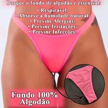 Set Of 10 Bikini Panties, Double String Thong With Straps, Premium Microfiber, Women's Lingerie, 100% Cotton Lining, 3, 5 Or 10 Pieces. - 5件套裝組合裝 - 查看 4