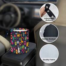 1 Stück Cartoon Tier Muster faltbarer Auto Mülleimer, moderner Stil Polyester Flachdruck, 18,5*15cm, Aufbewahrungseimer mit Aufhängefunktion - Verschiedenfarbig - Übersicht 3
