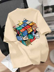 Teen Boys' Graphic T-Shirt, Loose Fit Fun Cartoon Aesthetic Style, Soft Comfortable Fabric, Suitable For Everyday Wear - Apricot - View 3