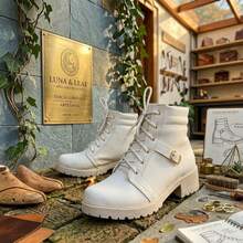Women's Ankle Boot With Low Chunky Heel | Comfort, Style, And Available In Various Colors - 米白色 - 查看 3