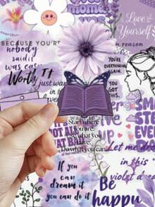 50pcs Purple Motivational Stickers For Luggage Laptop Organizers Scrapbooks Decor DIY Transparent Stickers - A - View 8