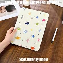 Rainbow Starry Heart Tri-Fold Pencil Slot Tablet Protective Case, Energetic Childlike Style. Tablet Protective Case Features: Tri-Fold Stand Design, Smart Sleep/Wake, Left Side Matte Texture, Transparent Soft Back Panel, Built-In Pencil Slot, Precise Cutouts, Lightweight And Portable. Compatible With Major And Tablet Models: Mini 4/5 (7.9 Inch), Mini 6 (8.3 Inch), 9.7 Inch, 10.2 Inch, 10.5 Inch - 查看 7