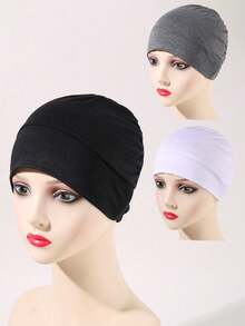 3 chiếc khăn trùm đầu Hijab dành cho phụ nữ Hồi giáo, khăn trùm đầu kiểu Ấn Độ cho người đang điều trị hóa trị. - Nhiều màu - Xem 6
