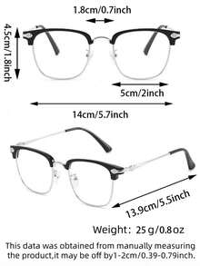 1 Pair Classic Retro Unisex Fashion Half-Frame Square Clear Lens Glasses, Suitable For Casual Activities, Office, Reading, School, Daily Wear, Great Gift Choice - 多色 - 查看 5