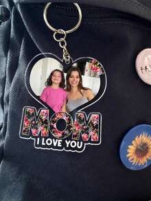 Personalized Mom Photo Keychain, Custom Acrylic Picture Keychain For Mom, Mothers Day Gift From Kid, Heart Photo Keyring,Mom I Love You Gift - Multicolor - View 4