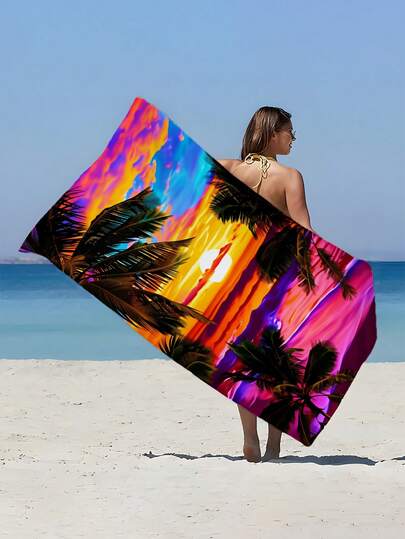 1 Khăn tắm/chăn đi biển cỡ cực lớn 150x200CM họa tiết cây cọ hoàng hôn nhiệt đới đầy màu sắc, nhiều kích cỡ khác nhau, nhanh khô, mềm mại, dễ mang theo, chống cát, siêu thấm hút, làm từ sợi microfiber. Phong cách nghỉ dưỡng Dopamine, thích hợp cho yoga, dã ngoại, chống tia UV; Thích hợp cho bãi biển, hồ bơi và các hoạt động ngoài trời, vật dụng cần thiết khi đi du lịch, cắm trại, yoga, phòng tập thể dục, thể thao, bơi lội, phù hợp cho cả nam và nữ.