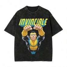 Washed T Shirt Invincible Omni Man Hip Hop Fashion T-Shirt Oversize Streetwear Short Sleeve Graphic Printed Tops Tees Men Womensummer Outfits For Women100 Percent Cotton Anime Shirt Vintage T Shirts - 黑色 8 - 查看 11