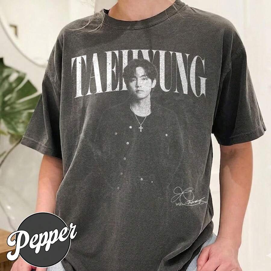 V B T S Tour Arirang Vintage Com Fort Col Ors Shirt - 黑色 - 查看 1