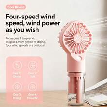 Portable Misting Hand-Held Fan, USB Rechargeable Misting Cooling Fan With Water Tank, 4 Speed Settings Mini Personal Misting Fan For Outdoor Travel, Beach, Shopping, Office And Home Use, 800mAh - Multicolor - View 9