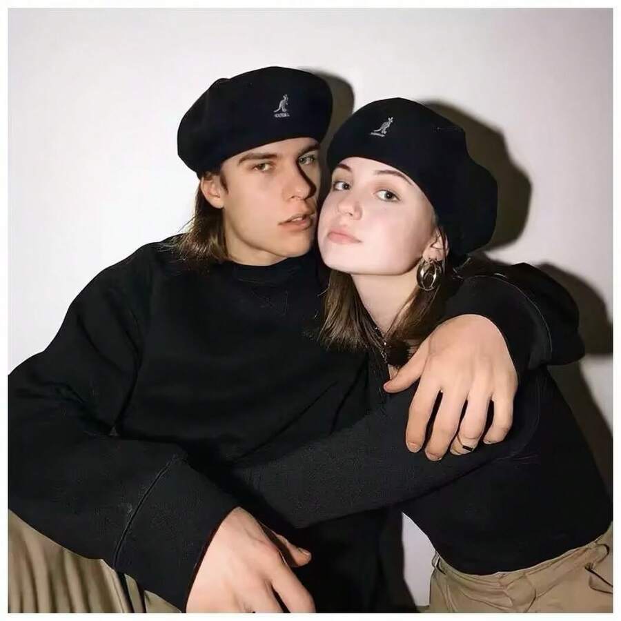 Kangol Hats From South Korea - Kangaroo Beanie, Beret For Winter, Woolen Warm Hat, Korean Version Beanie For Women, Artist Hat JTZQ - 深灰色 - 查看 1