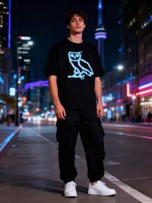 OVO X Logo T-Shirt, Featuring The Iconic TM Leaf Logo And Brand Identification 10000101359965, 30 10000101664507, 38 10000077726578, 36 10000101633455, 10 10000101534202, 38 10000077702644, 11 10000077697937 100% Cotton, Printed T-Shirt - 黑色 - 查看 4